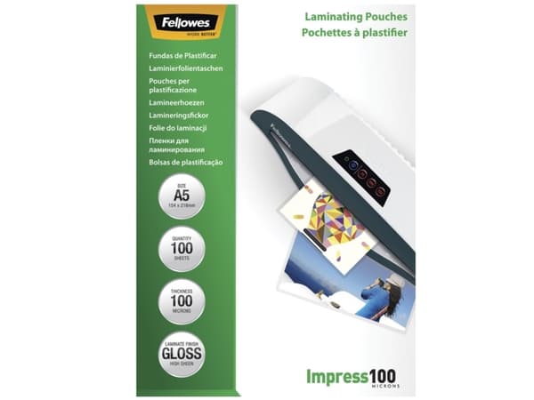 Lamineringsfickor Fellowes A5 100 micron 154x216 mm - (100 st.)