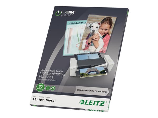 Leitz - Glanset, krystallklar - A3 (297 x 420 mm) lamineringspunger