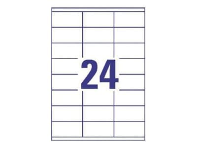 Avery 3422, Valkoinen, Suorakulmio, Kiinteä, 70 x 35 mm, A4, 2400 kpl