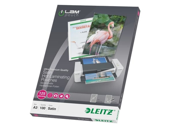 Lamineringslommer A3 Leitz 16924 mat transparent, EVA (ethylenvinylacetat), Polyethylenterephthalatfolie (PET), 0,125 mm, 309 mm (100 stk.)