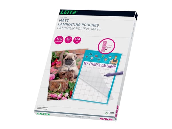 Lamineringslommer A3 Leitz 16924 mat transparent, EVA (ethylenvinylacetat), Polyethylenterephthalatfolie (PET), 0,125 mm, 309 mm (100 stk.)