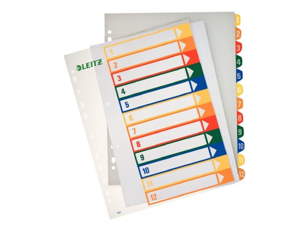 Leitz 12940000, Numeroitu välilehtihakemisto, Polypropeeni (PP), Monivärinen, Muotokuva, A4, 0.3 mm