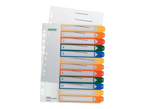 Leitz 12940000, Numeroitu välilehtihakemisto, Polypropeeni (PP), Monivärinen, Muotokuva, A4, 0.3 mm
