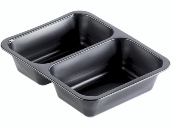 Bakke 2-rum 227x178x50 mm Caterline 645/540 ml PP Sort,216 stk/krt