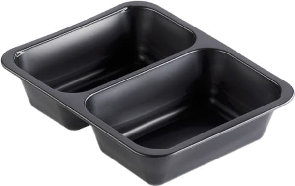 Bakke 2-rum 227x178x50 mm Caterline 645/540 ml PP Sort,216 stk/krt