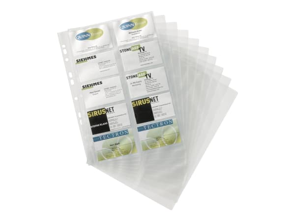 DURABLE VISIFIX - Visittkortside - for 54 x 90 mm - kapasitet: 20 kort - gjennomsiktig (en pakke 10) - for P/N: 2384-11, 2388-07, 2388-21, 2388-58, 2