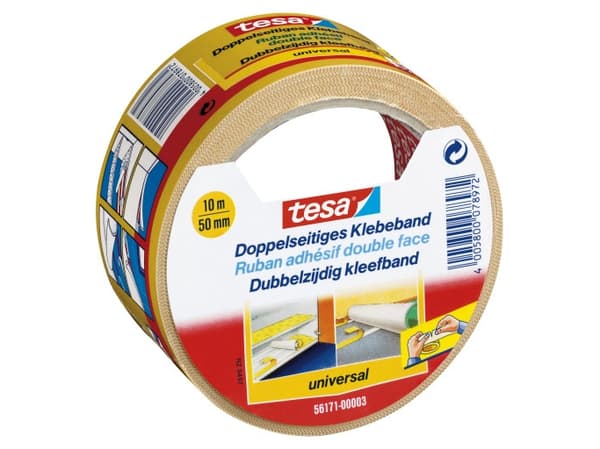 Tesa - Dobbelsidig tape - 50 mm x 10 m - gul