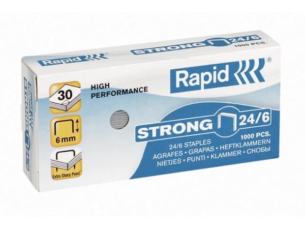 Häftklamrar Rapid Strong 24/6 galvaniserad - (1000 st.)