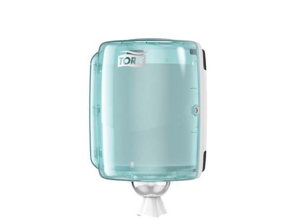Dispenser Aftørringsrulle Tork W2 Vægophæng op til 30 cm Hvid/Turkis,1 Stk/krt