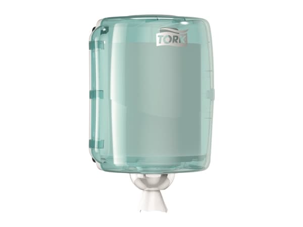 Dispenser Aftørringsrulle Tork W2 Vægophæng op til 30 cm Hvid/Turkis,1 Stk/krt