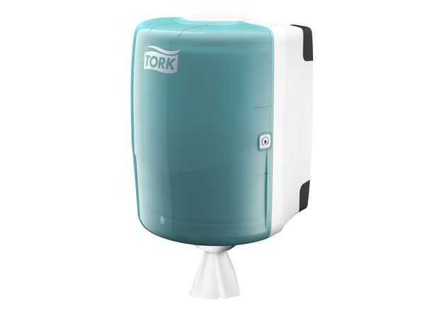 Dispenser Aftørringsrulle Tork W2 Vægophæng op til 30 cm Hvid/Turkis,1 Stk/krt