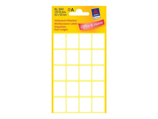 Etiket Avery 3043 hvid 22x18 mm
