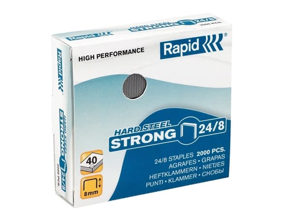 Rapid Strong - Stifter - 24/8 - 8 mm - stål - kobberbelagt - pakke av 2000 - for Classic HD12, K1, K2; Supreme S50