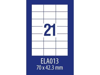 Avery ELA013, Vit, Självhäftande skrivaretikett, A4, 7 cm, 4,23 cm, 2100 styck