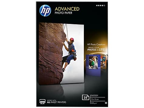 HP Advanced Glossy Photo Paper - Blank - 100 x 150 mm - 250 g/m² - 25 ark fotopapir - for ENVY Inspire 7255, 79XX; Officejet 80XX; Photosmart B110; S