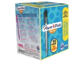 Kuglepen Paper Mate Inkjoy 100 sort, pakke med 80+20 stk.