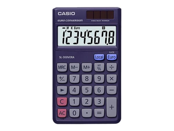 Casio SL-300VERA, Tasku, Näyttölaskin, 8 lukua, Akku/Aurinko, Violetti