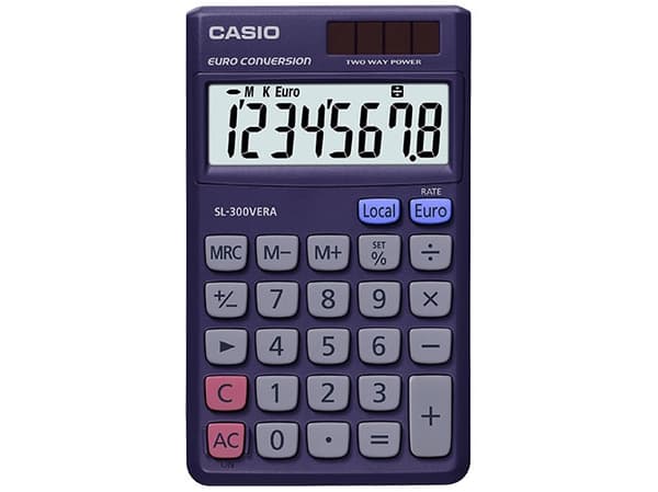 Casio SL-300VERA, Tasku, Näyttölaskin, 8 lukua, Akku/Aurinko, Violetti