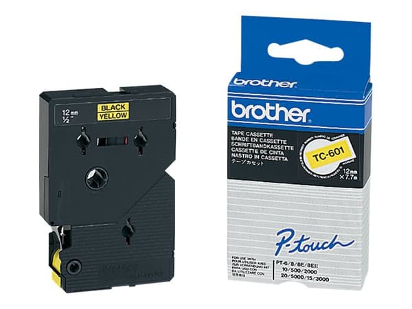Brother - Svart, gul - Rull (1,2 cm x 8 m) 1 kassett(er) laminert teip - for P-Touch PT-2000, PT-3000, PT-500, PT-5000, PT-8E