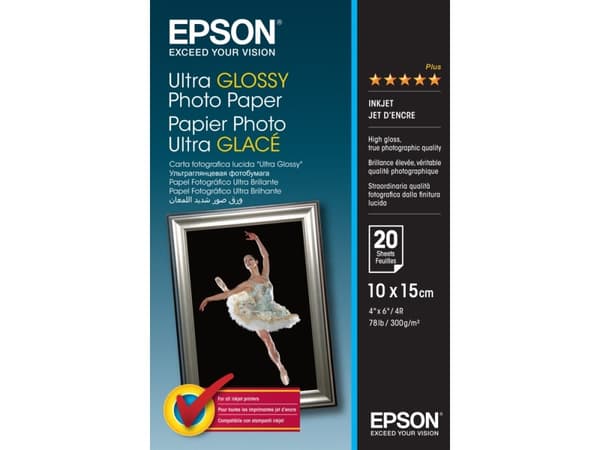 Epson Ultra Glossy Photo Paper - Blank - 100 x 150 mm 20 ark fotopapper - för EcoTank ET-1810, 2810, 2811, 2814, 2815, 2820, 2825, 2826, 2850, 2851,