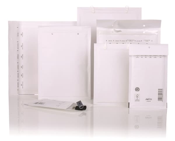 AirPro - Postpose - størrelse W2 - 115 x 215 mm - åpen ende - selvklebende - bobleplast - vannbestandig - hvit - pakke av 200