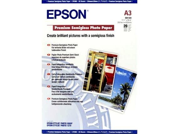 Epson Premium - Halvblank - A3 (297 x 420 mm) - 251 g/m² - 20 ark fotopapper - för SureColor SC-P700, P7500, P900, T2100, T3100, T3405, T5100, T5400,