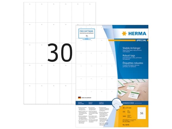 HERMA Special - Papper - perforerad - vit - 35 x 59.4 mm 3000 etikett (er) (100 ark x 30) förskurna eriketter