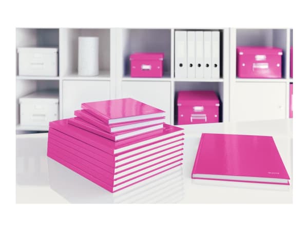 Leitz WOW - Notisbok - eskebundet - A4 (210 x 297 mm) - 80 ark - rutet - metallrosa - kartong
