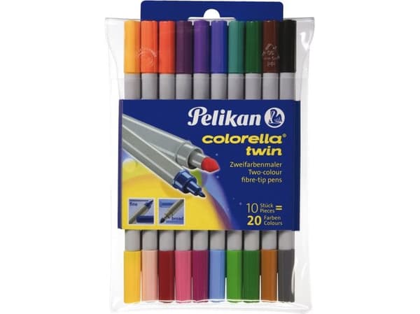 Pelikan Colorella twin C 304 - Fiberspetspenna med två spetsar - icke-permanent - för textil - blandfärger - 1-2 mm (paket om 10)