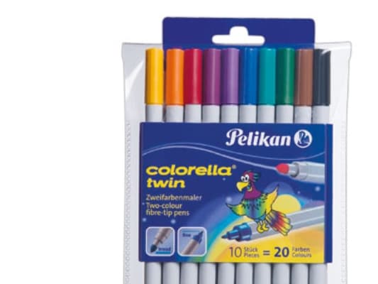 Pelikan Colorella twin C 304 - Fiberspetspenna med två spetsar - icke-permanent - för textil - blandfärger - 1-2 mm (paket om 10)