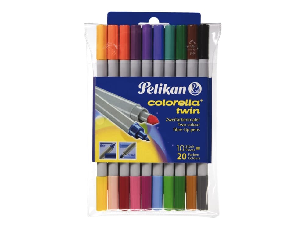 Pelikan Colorella twin C 304 - Fiberspetspenna med två spetsar - icke-permanent - för textil - blandfärger - 1-2 mm (paket om 10)