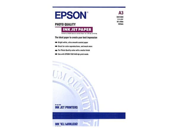 Epson Photo Quality Ink Jet Paper - Matt - bestruket - A3 (297 x 420 mm) - 102 g/m² - 100 ark papper - för SureColor SC-P700, P7500, P900, P9500, T21