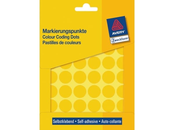 Avery Zweckform - Fargekodeprikk - 1,8 cm-diameter - gul (en pakke 1056)