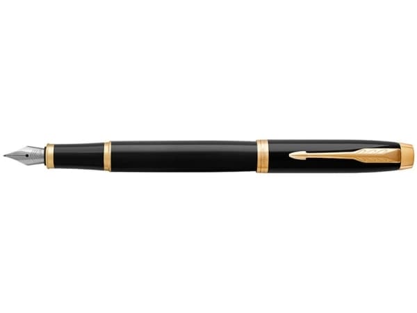 Parker IM, Svart, Gull, Fyllesystem med patron, Blå, Aluminium, Messing, Metall, Rund spiss, Rustfritt stål