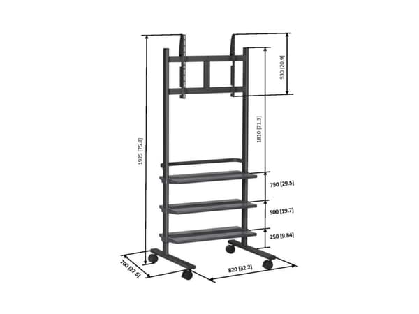 Vogel's PB 175 - Vogn - for flatpanel - sølv - skjermstørrelse: 36"-50" - monteringsgrensesnitt: fra 200 x 100 mm