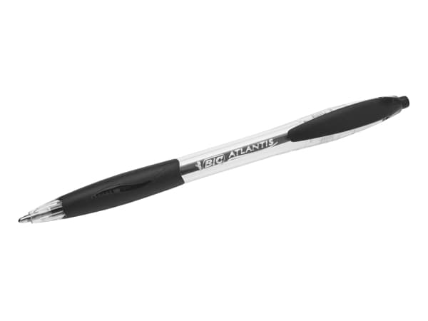 BIC ATLANTIS - Kulepenn - permanent - svart - oljebasert blekk - 1 mm - medium - retraktil (en pakke 12)
