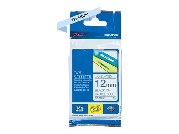 Brother TZe-MQ531 - Svart på pastellblå - Rull (1,2 cm x 8 m) 1 kassett(er) laminert teip - for Brother PT-D210, D600, H110, P750, P950; P-Touch PT-D