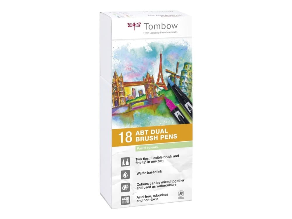Marker Tombow ABT Dual Brush 18P-5 pastelfarver (sæt)