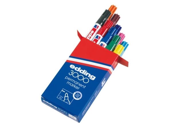 edding 3000 - Markering - permanent - blandade färger - 1.5-3 mm (paket om 10)
