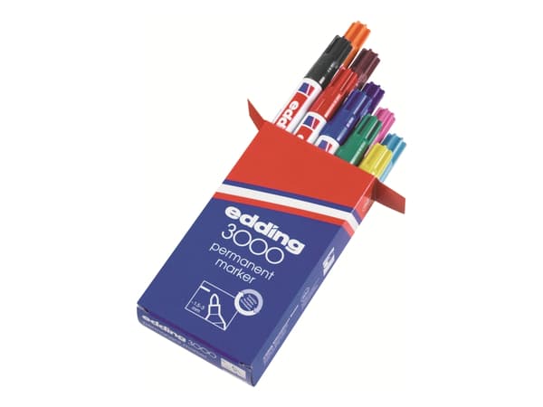 edding 3000 - Markering - permanent - blandade färger - 1.5-3 mm (paket om 10)