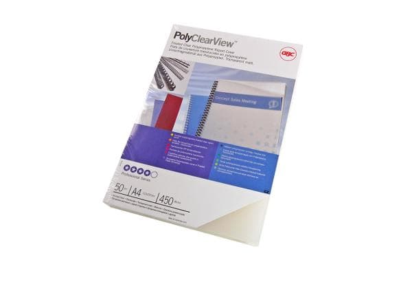 GBC PolyClearView - A4 (210 x 297 mm) - 450 mikron - frostklar - 50 stk permomslag - for IBICO CombBind ibiMaster 250e