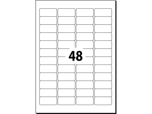 Sigel LA204, Vit, Rundad rektangel, Lösa, 45,7 x 21,2 mm, A4 (210x297 mm), Universal