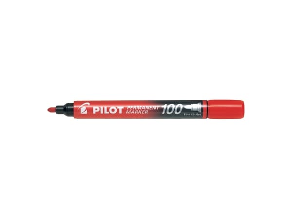 Pilot Permanent Marker 100 - Markør - permanent - rød - oljebasert blekk - 1 mm - fin