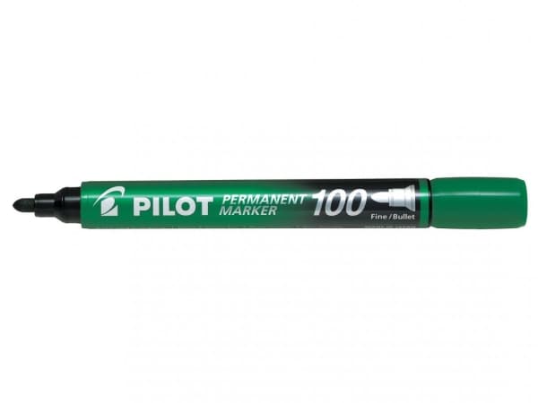Marker Pilot 100 grøn rund spids (stk.)