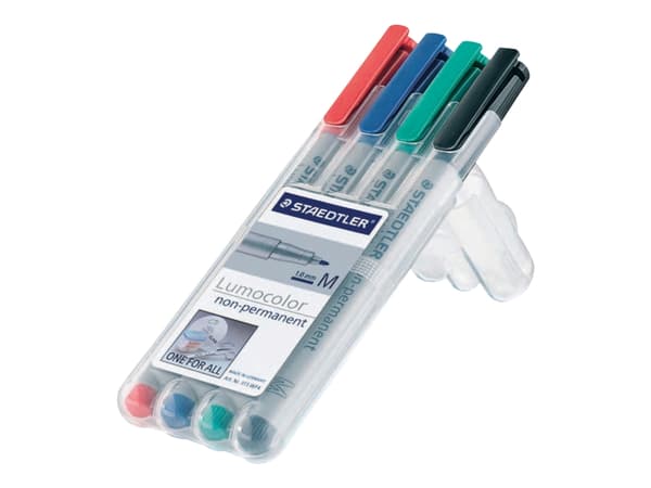 Staedtler 311 WP4, 4 kpl, Musta, Sininen, Vihreä, Punainen, Harmaa, Polypropeeni (PP), 0,4 mm