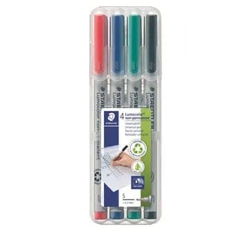 Staedtler 311 WP4, 4 kpl, Musta, Sininen, Vihreä, Punainen, Harmaa, Polypropeeni (PP), 0,4 mm