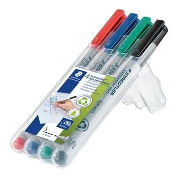 Staedtler 311 WP4, 4 kpl, Musta, Sininen, Vihreä, Punainen, Harmaa, Polypropeeni (PP), 0,4 mm