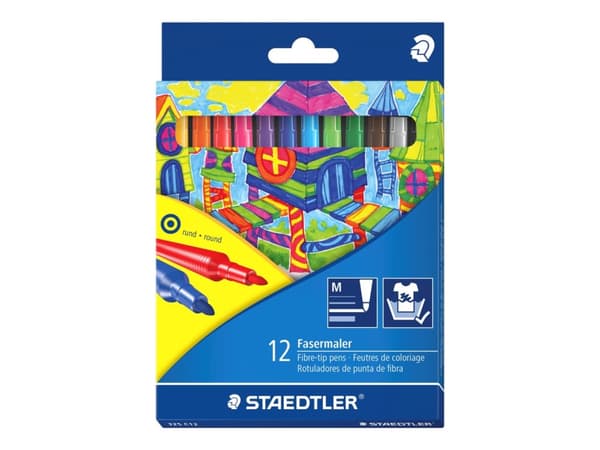 Staedtler 325, Medium, 12 farger, 1 mm, Flerfarget, Rund, 12 stykker