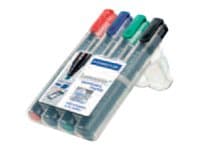 STAEDTLER Lumocolor - tussi - pysyvä - musta, punainen, sininen, vihreä - 2-5 mm (4 kpl)
