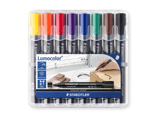 Staedtler Lumocolor, Musta, Sininen, Ruskea, Vihreä, Oranssi, Punainen, Violetti, Keltainen, Polypropeeni (PP), 2 mm, 5 mm, Saksa